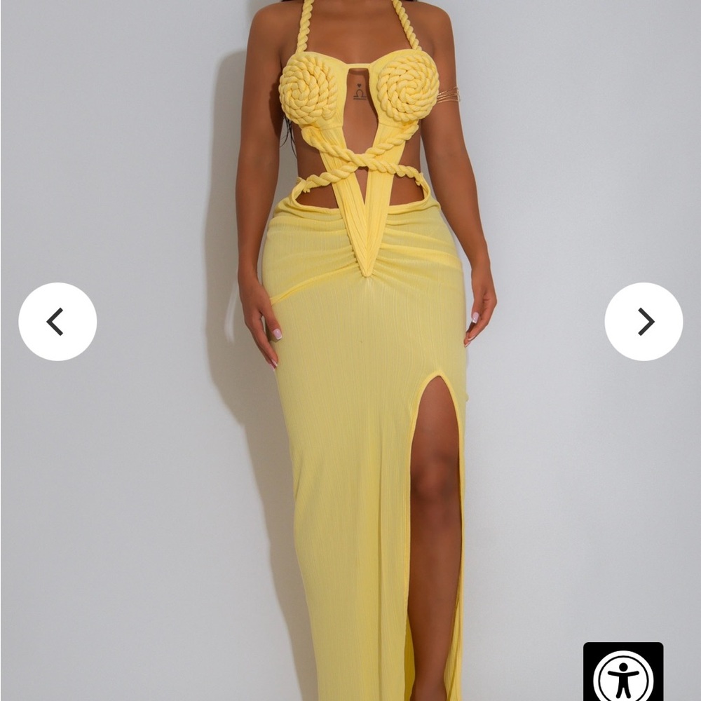 Yellow Braided Cutout Maxi Dress